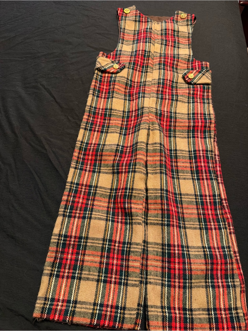 Good Lad Red and Tan Plaid Kids Overalls